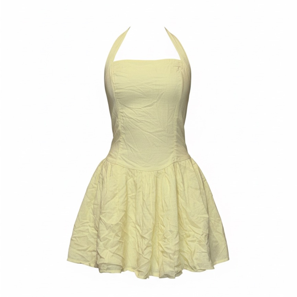 Hollister Pale Yellow Halter Skater Dress